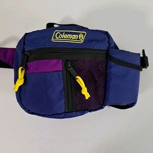 Vintage 90s Coleman Camping Hiking Streetwear Fanny Pack Waist Belt Blue Purple